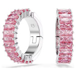 Matrix ear cuffs Baguette cut, Pink, Rhodium plated