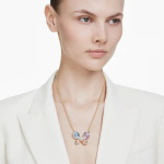 Idyllia pendant and brooch Mixed cuts, Pavé, Butterfly, Multicolored, Mixed metal finish