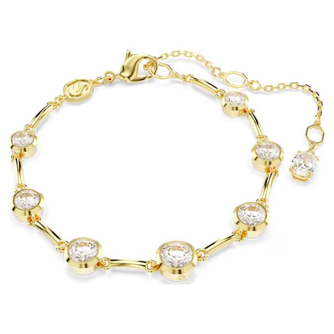 Imber Tennis bracelet Mixed round cuts, White, Gold-tone plated