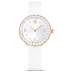 Matrix Tennis watch Swiss Made, Leather strap, White, Champagne gold-tone finish