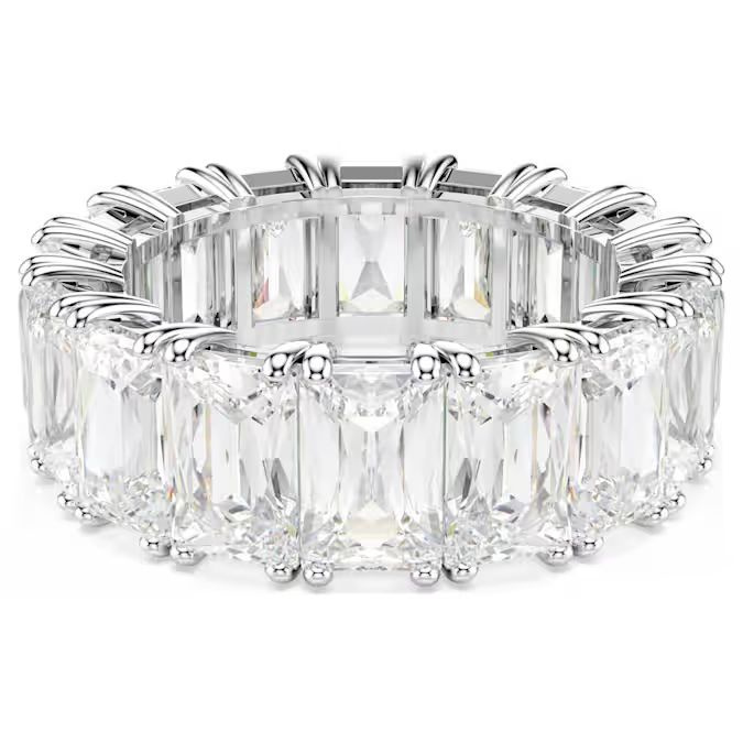 Matrix Vittore ring Baguette cut, White, Rhodium plated