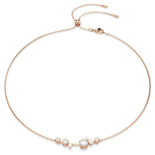 Constella necklace Crystal pearl, Round cuts, White