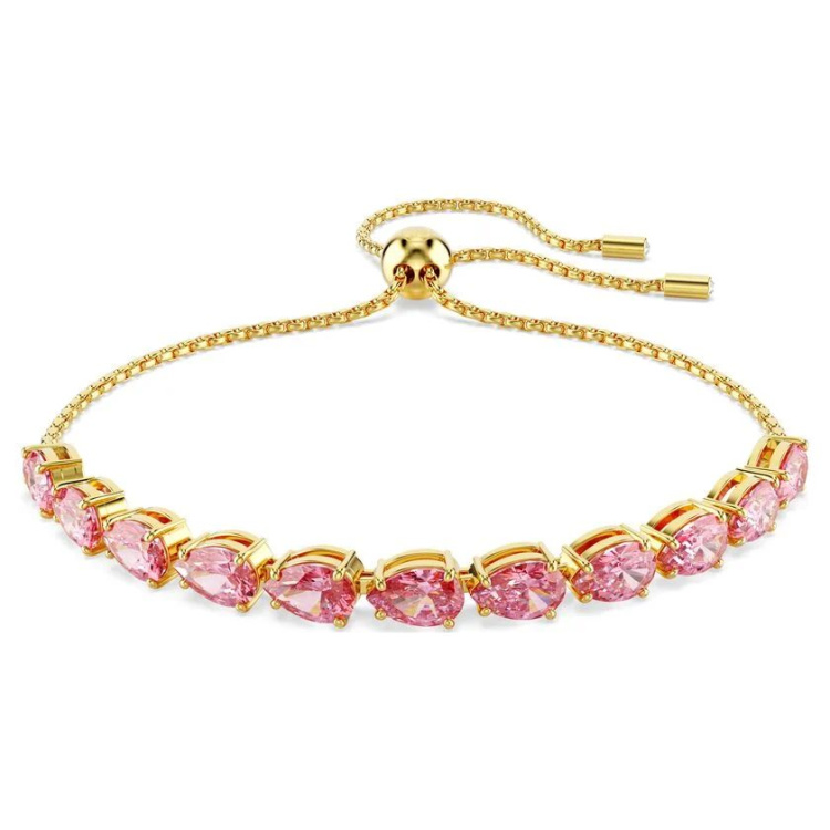 Matrix bracelet Pear cut, Pink, Gold-tone plated