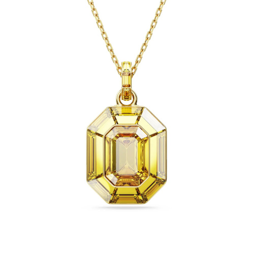 Lucent pendant, Octagon shape, Yellow, Gold-tone plated