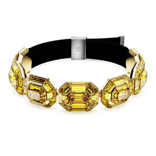 Lucent choker Octagon shape, Yellow, Gold-tone plated