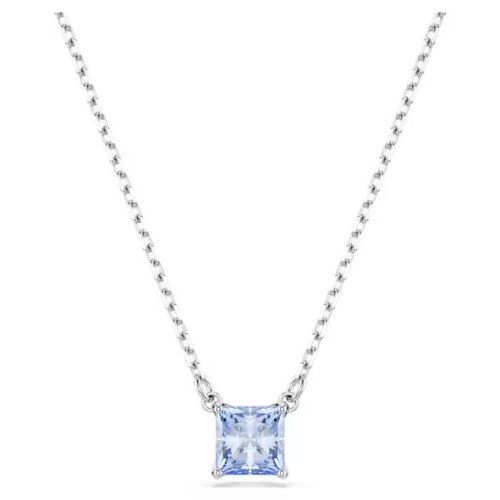 Matrix pendant Square cut, Blue, Rhodium plated