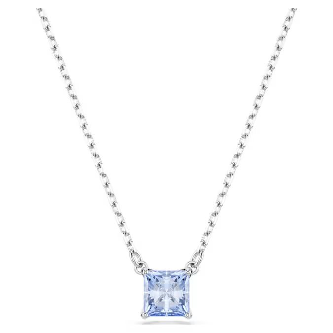 Matrix pendant Square cut, Blue, Rhodium plated