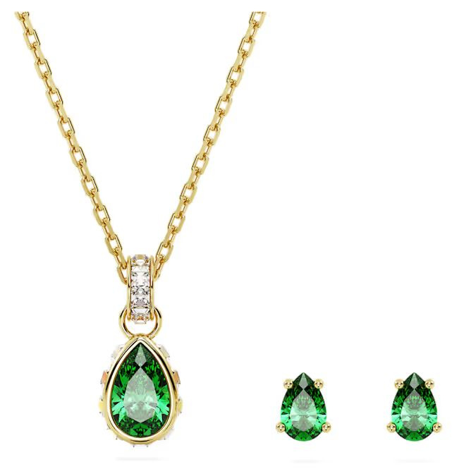 Chroma set Mixed cuts, Green, Gold-tone plated