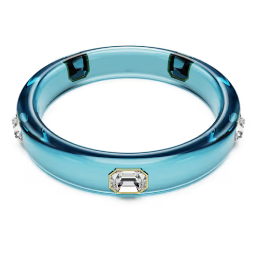 Dulcis bangle Octagon cut, Blue, Gold-tone plated