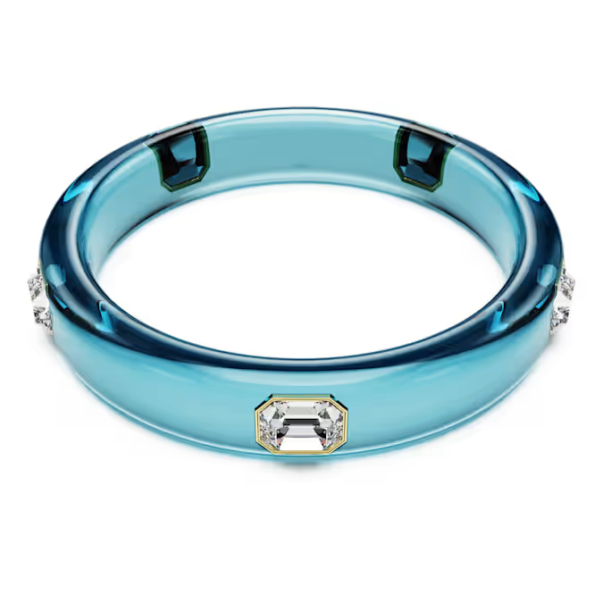 Dulcis bangle Octagon cut, Blue, Gold-tone plated