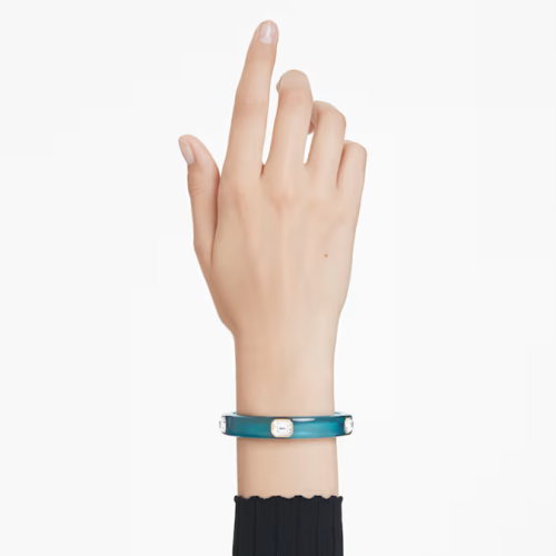 Dulcis bangle Octagon cut, Blue, Gold-tone plated