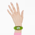 Dulcis cuff Octagon cut, Green, Gold-tone plated