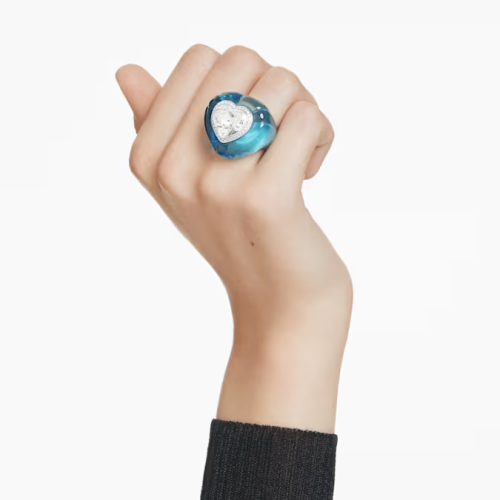 Dulcis cocktail ring Heart cut, Pavé, Heart, Blue