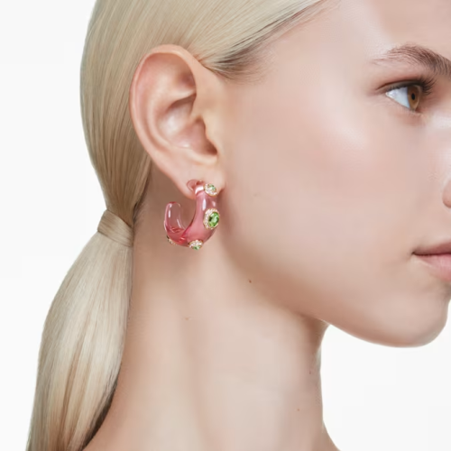 Dulcis hoop earrings Mixed cuts, Multicolored, Gold-tone plated