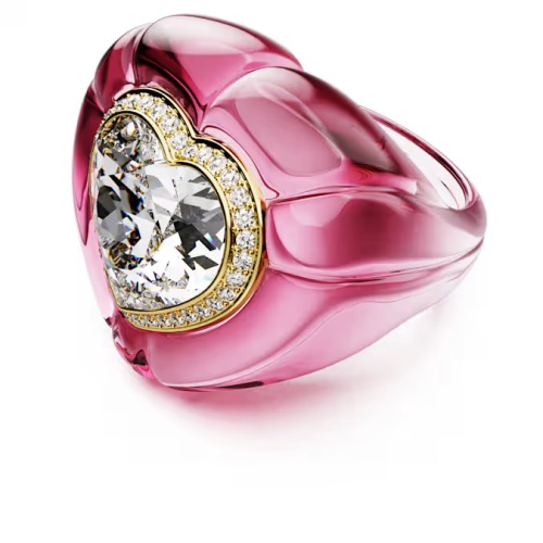 Dulcis cocktail ring Heart cut, Pavé, Heart, Pink