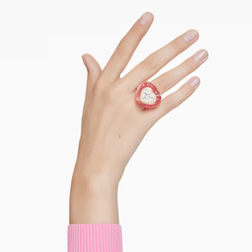 Dulcis cocktail ring Heart cut, Pavé, Heart, Pink