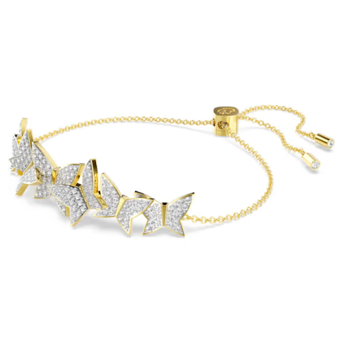 Idyllia Lilia bracelet Butterfly, White, Gold-tone plated