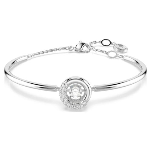 Dextera bangle Round cut, White, Rhodium plated