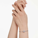 Dextera bangle Round cut, White, Rhodium plated