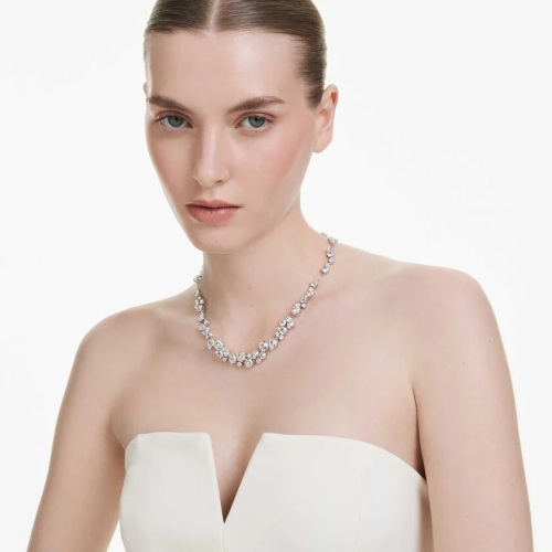 Constella necklace Round cut, White, Rhodium plated