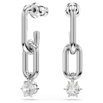 Constella drop earrings Crystal pearl, Round cut, White, Rhodium plated