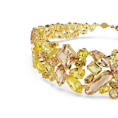 Gema choker, Mixed cuts, Yellow, Gold-tone plated