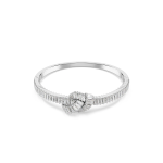 Matrix bangle, Baguette cut, Knot, White, Rhodium plated
