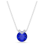 Bella V pendant Round cut, Blue, Rhodium plated