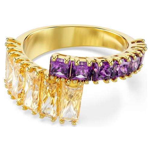 Matrix ring Mixed cuts, Multicolored, Gold-tone plated