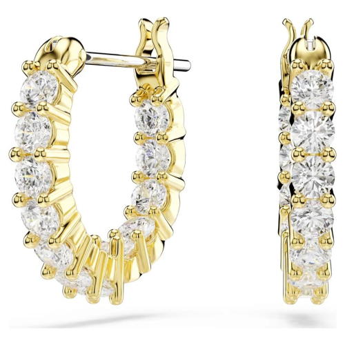 Matrix Vittore hoop earrings Round cut, White, Gold-tone plated