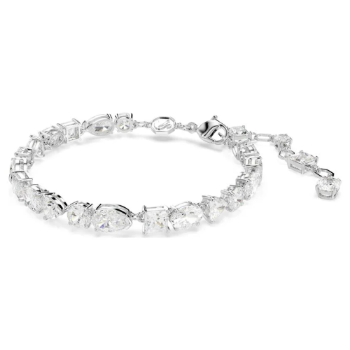 Mesmera bracelet Mixed cuts, White, Rhodium plated