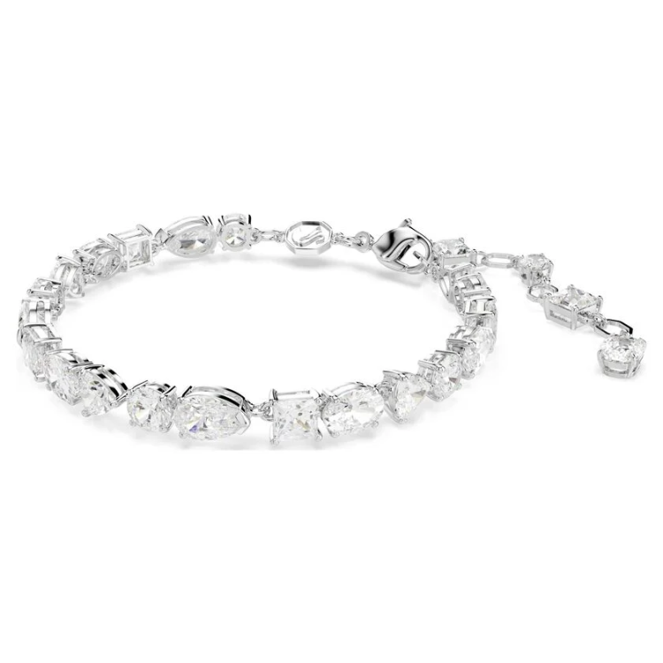Mesmera bracelet Mixed cuts, White, Rhodium plated