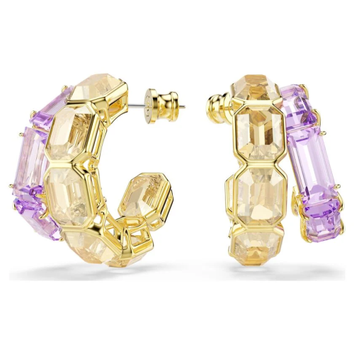 Millenia hoop earrings Mixed cuts, Multicolored, Gold-tone plated
