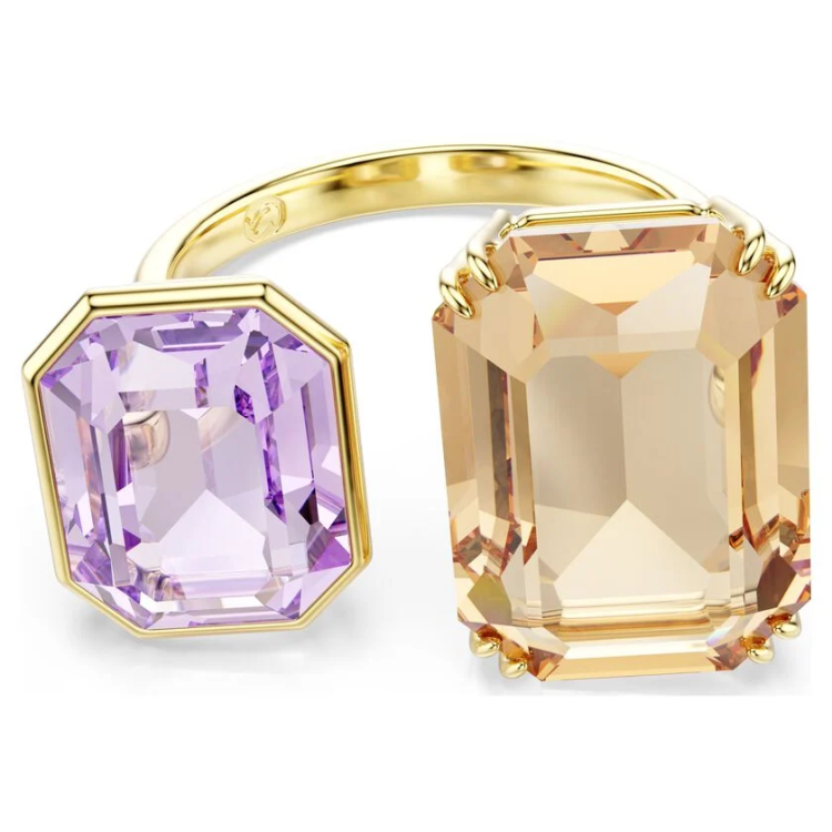 Millenia open ring Octagon cut, Multicolored, Gold-tone plated