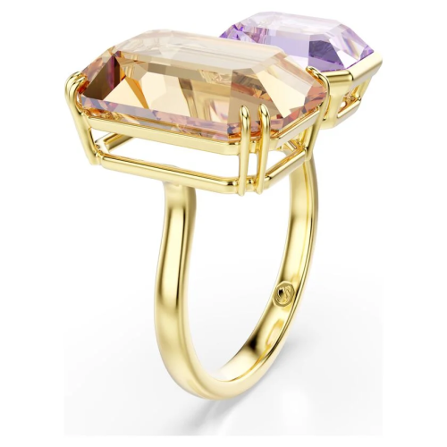 Millenia open ring Octagon cut, Multicolored, Gold-tone plated