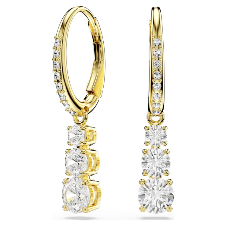Stilla Attract hoop earrings Round cut, White, Gold-tone plated