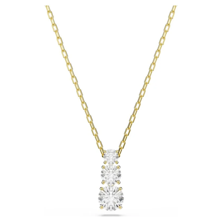 Stilla Attract pendant Round cut, White, Gold-tone plated
