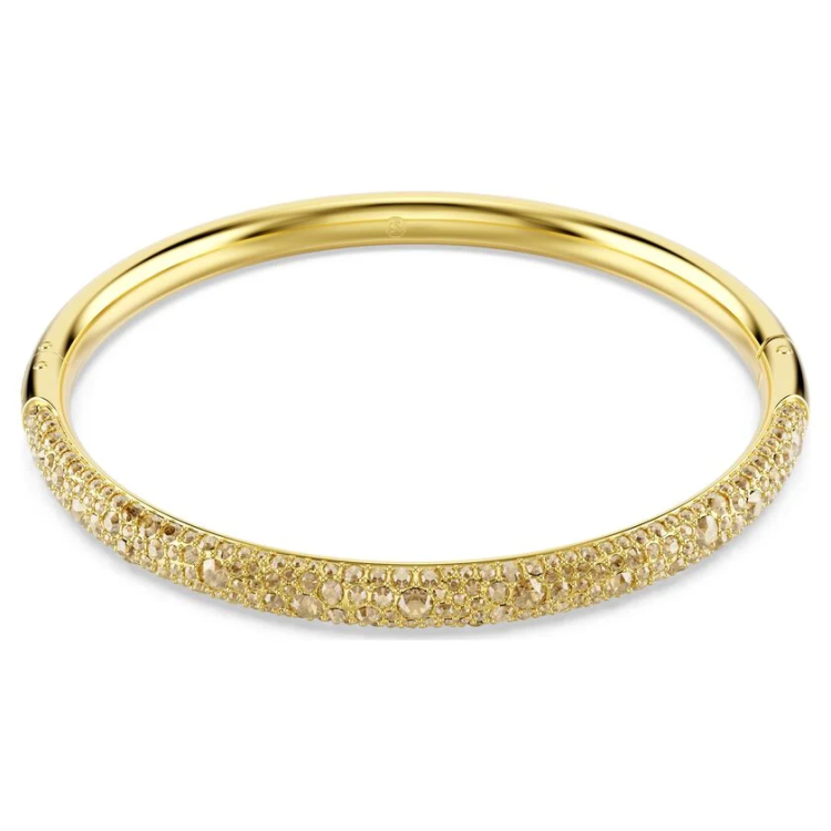 Sublima bangle Snow pavé, White, Gold-tone plated