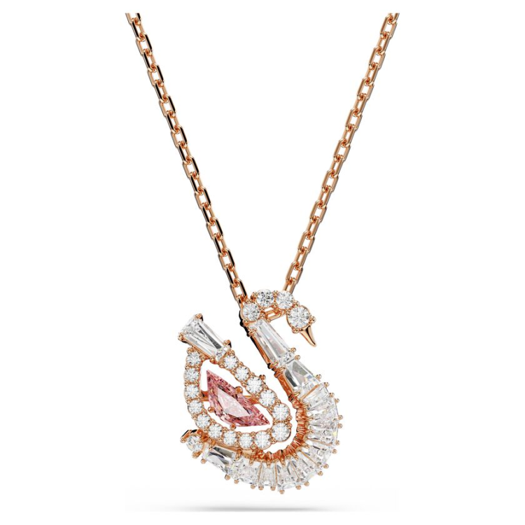 Swan pendant Mixed cuts, Swan, Pink