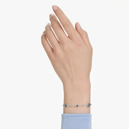 Imber bracelet Round cut, Blue, Rhodium plated