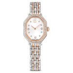 Dextera Octagon watch Swiss Made, Metal bracelet, Silver tone, Rose gold-tone finish