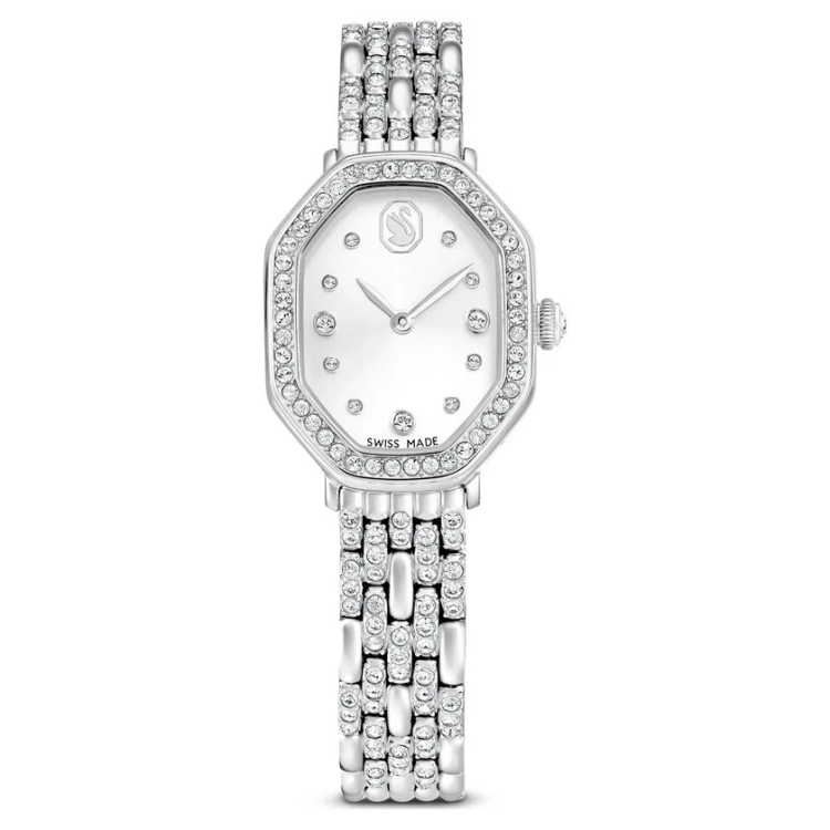Dextera Octagon watch Swiss Made, Metal bracelet, Silver tone, Stainless steel
