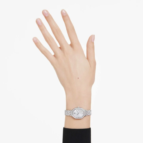 Dextera Octagon watch Swiss Made, Metal bracelet, Silver tone, Stainless steel