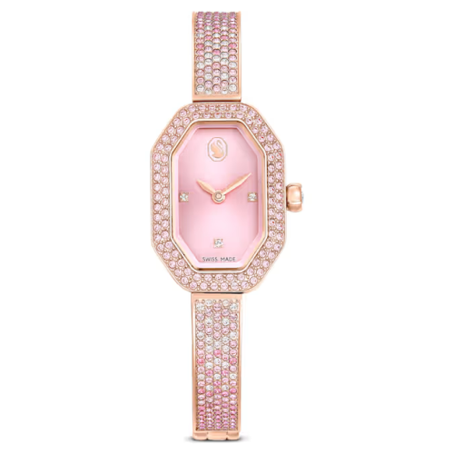 Dextera bangle watch Swiss Made, Metal bracelet, Pink, Rose gold-tone plated