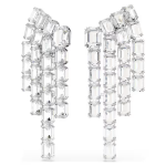 Millenia clip earrings Octagon cut, Chandelier, White, Rhodium plated