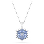 Magic pendant Snowflake, Blue, Rhodium plated