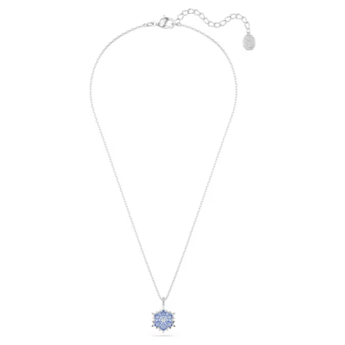 Magic pendant Snowflake, Blue, Rhodium plated