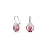 Bella drop earrings Round cut, Pink, Rhodium plated