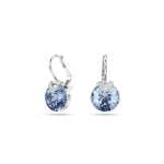Bella V drop earrings Round cut, Blue, Rhodium plated