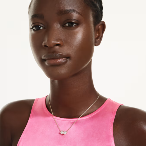 Mesmera necklace Heart, White,Gold-tone plated